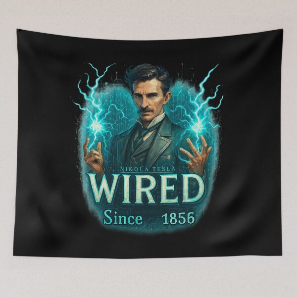 Item preview, Nikola Tesla – Wired Since 1856 - Retro Tech Tribute Design designed and sold by Neonyx2020.
