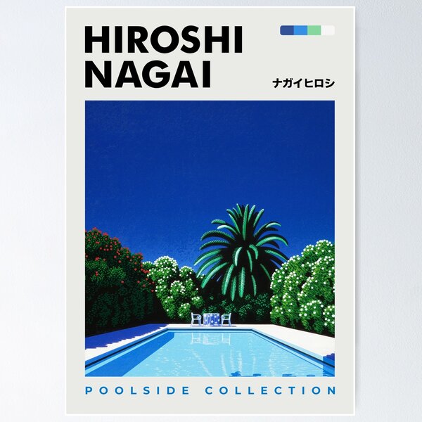 Item preview, Hiroshi Nagai Print Exhibition Poster Poolside Collection Summer 80s Vintage 90s retro Japanese Art designed and sold by Nicodemuss.