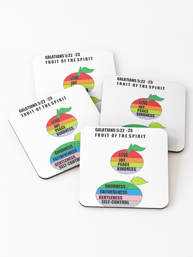 Thumbnail 1 of 5, Coasters (Set of 4), Fruit of the Spirit designed and sold by Anointedtoday.