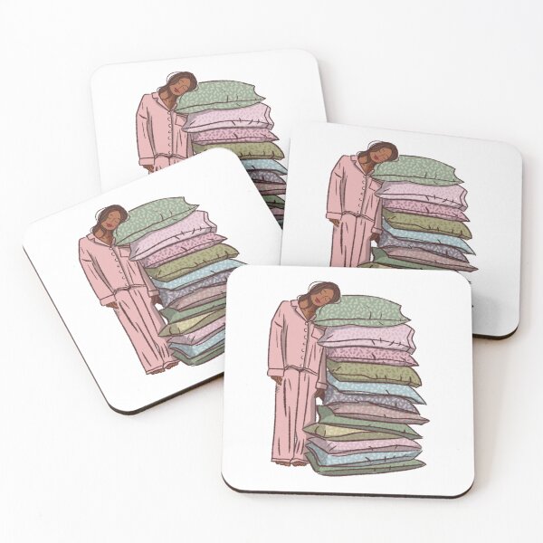 Item preview, A woman in pyjama sleeping on bunch of pillows  designed and sold by Hessah-HA.