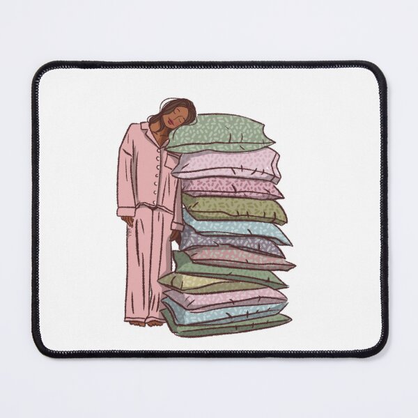 Item preview, A woman in pyjama sleeping on bunch of pillows designed and sold by Hessah-HA.