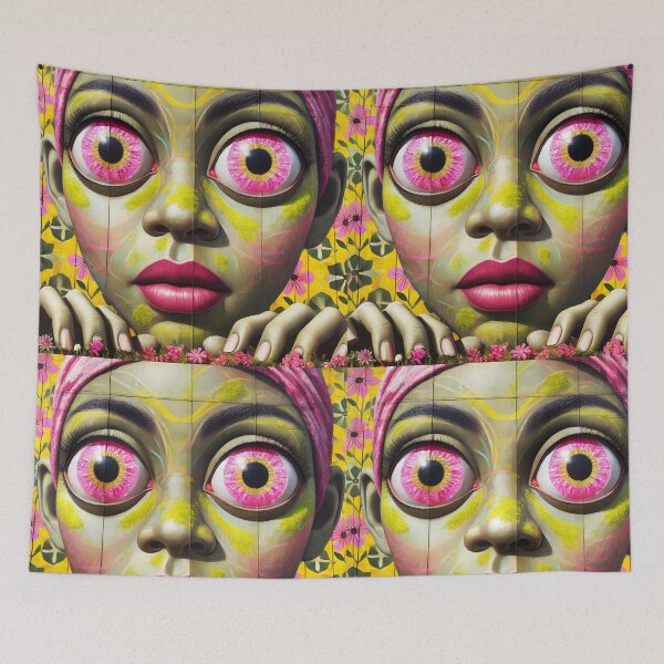 Item preview, Alter Gaze – Surreal Pink-Eyed Girl Portrait designed and sold by EmeraldeaArt.