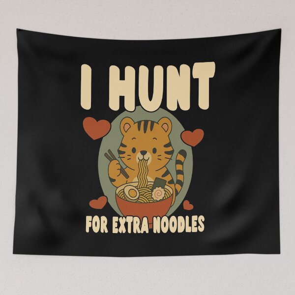Item preview, I HUNT FOR EXTRA NOODLES cute tiger eating ramen  designed and sold by Jt41.