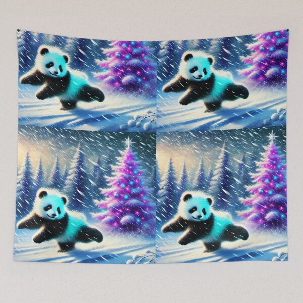 Item preview, Joyful Panda in Purple Winter Wonderland designed and sold by EmeraldeaArt.