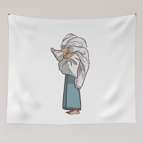 Item preview, A woman hugging her bed sheets  designed and sold by Hessah-HA.