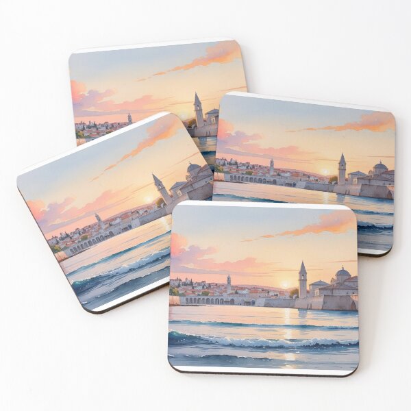 Item preview, Zadar in Watercolor – Enchanting Sunset with Sea and Historic Architecture designed and sold by StormArte.