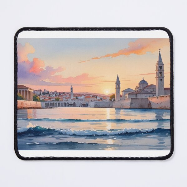 Item preview, Zadar in Watercolor – Enchanting Sunset with Sea and Historic Architecture designed and sold by StormArte.
