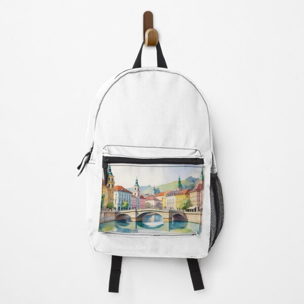 Item preview, Ljubljana in Watercolor – Dragon Bridge and Old Town designed and sold by StormArte.