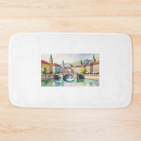 Item preview, Ljubljana in Watercolor – Dragon Bridge and Old Town designed and sold by StormArte.