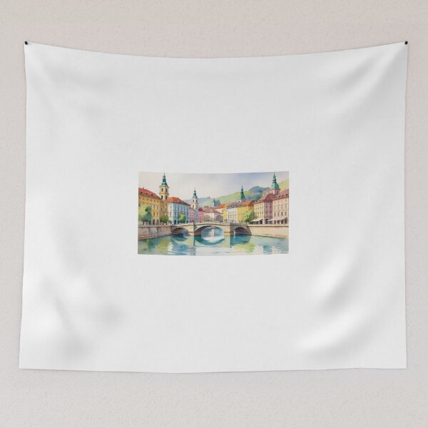 Item preview, Ljubljana in Watercolor – Dragon Bridge and Old Town designed and sold by StormArte.