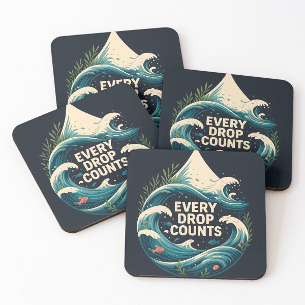 Item preview, Every Drop Counts – Save Water Ocean Wave Design designed and sold by The-Daily-Drape.