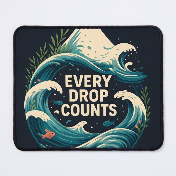 Item preview, Every Drop Counts – Save Water Ocean Wave Design designed and sold by The-Daily-Drape.