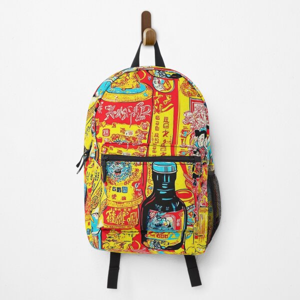 Item preview, Retro stamp grid with Asian snacks — Sticker Badge Mashup designed and sold by HEADMADE-TV.