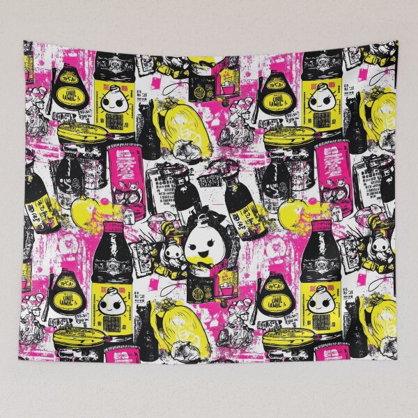 Item preview, Retro poster layout with Chinese groceries — Sticker Badge Mashup designed and sold by HEADMADE-TV.