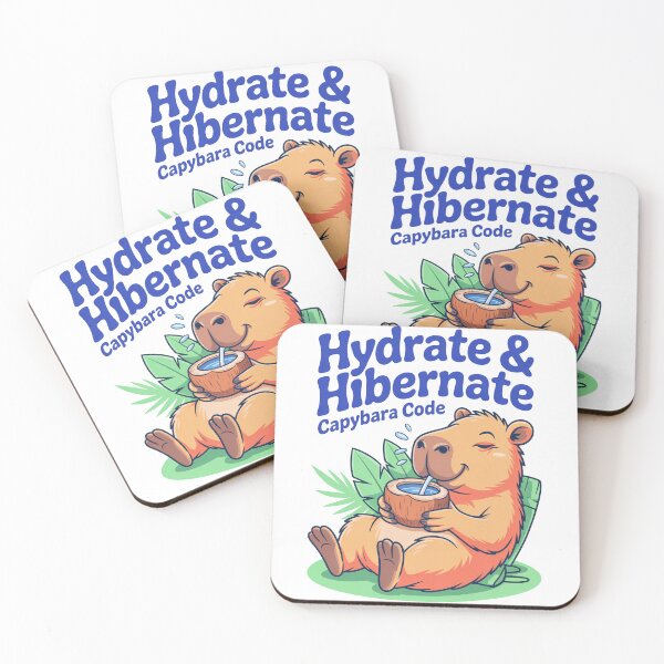 Item preview, Cute Cartoonish Capybara Hydrate & Hibernate designed and sold by MonkiFlipp.