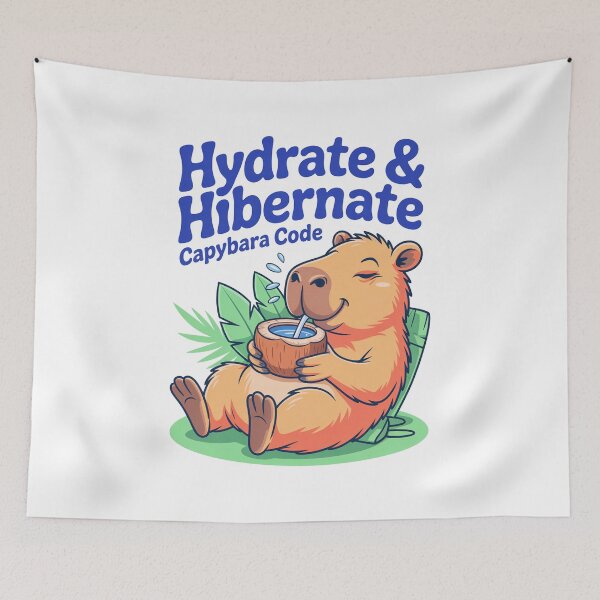 Item preview, Cute Cartoonish Capybara Hydrate & Hibernate designed and sold by MonkiFlipp.