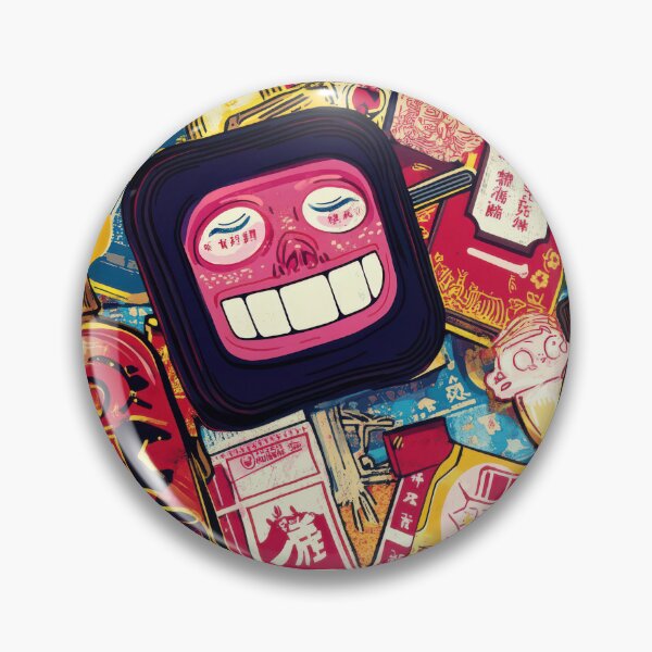 Item preview, Vintage poster layout with Asian snacks — Sticker Badge Mashup designed and sold by HEADMADE-TV.