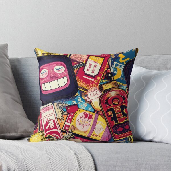 Item preview, Vintage poster layout with Asian snacks — Sticker Badge Mashup designed and sold by HEADMADE-TV.