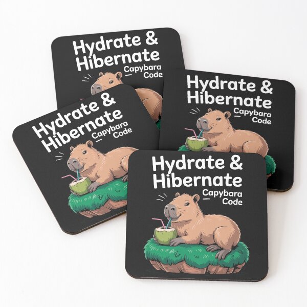 Item preview, Cute Cartoonish Capybara Hydrate & Hibernate designed and sold by MonkiFlipp.