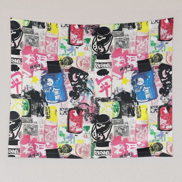 Item preview, Retro label collage with Chinese groceries — Sticker Badge Mashup designed and sold by HEADMADE-TV.