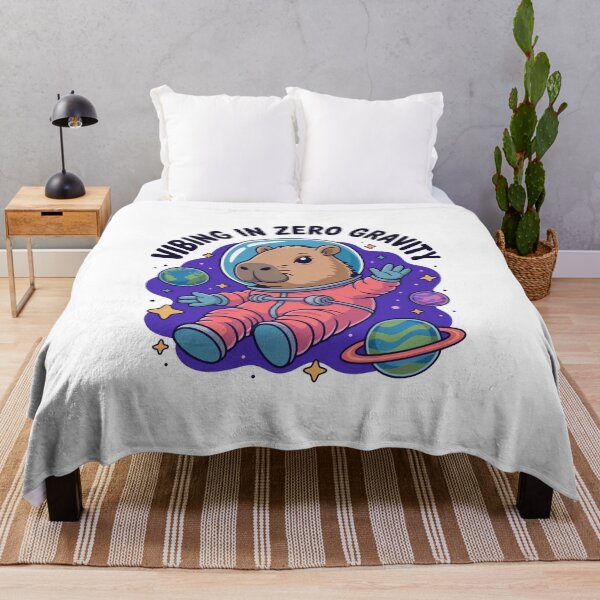 Item preview, Cute Cartoonish Capybara Vibing In Zero Gravity designed and sold by MonkiFlipp.