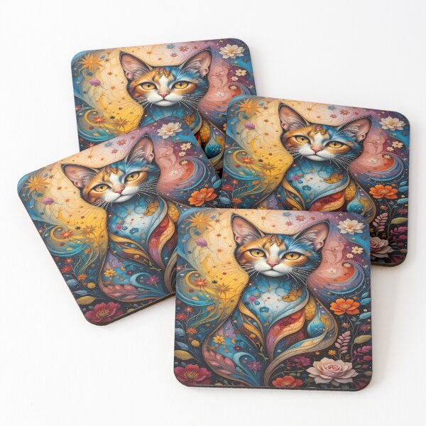Artikelvorschau, Cosmic Cat – Mystisches Kunstwerk entworfen und verkauft von PawPrintStyles.