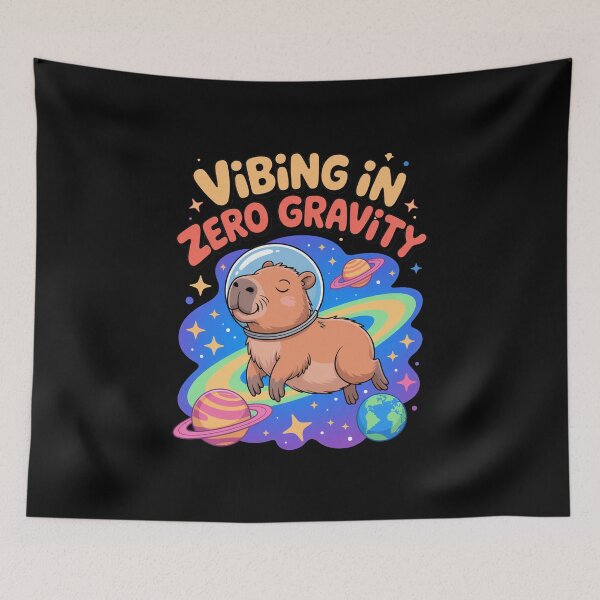 Item preview, Cute Cartoonish Capybara Vibing In Zero Gravity designed and sold by MonkiFlipp.