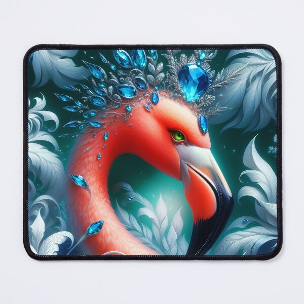 Item preview, Princess Flamingo – Bejeweled Bird with Sapphire Tiara and Feather Elegance designed and sold by EmeraldeaArt.