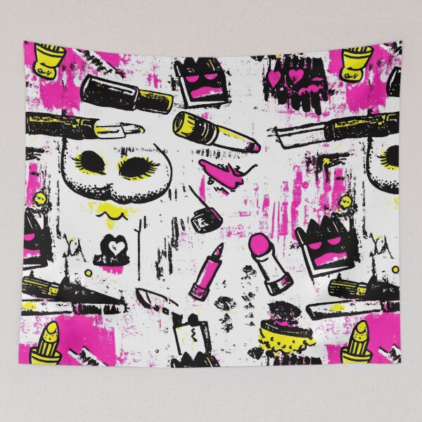 Item preview, Creative pattern with mascaras, pencils, and — Modern Beauty Essentials designed and sold by HEADMADE-TV.