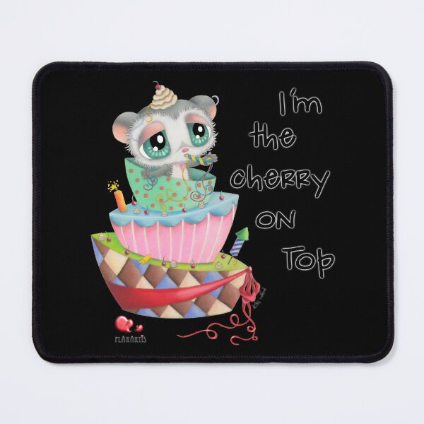 Item preview, Kawaii Lemur Popping Out of Birthday Cake – I'm the Cherry on Top Party Illustration designed and sold by Plakartis.