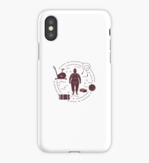 Fat woman and different sports equipment. iPhone Case
