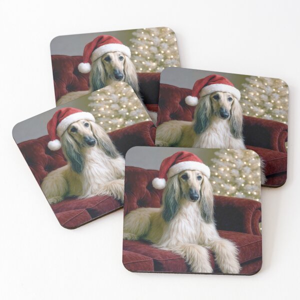 Item preview, Santa Claus Hat On an Afghan Hound designed and sold by Maria Dryfhout.