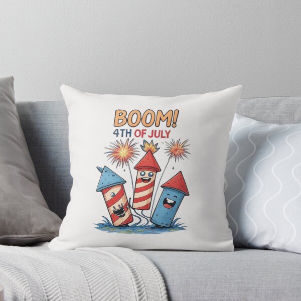 Item preview, BOOM! 4th of July Happy Fireworks - Adorable Patriotic Cartoon Design designed and sold by wellie-chic.