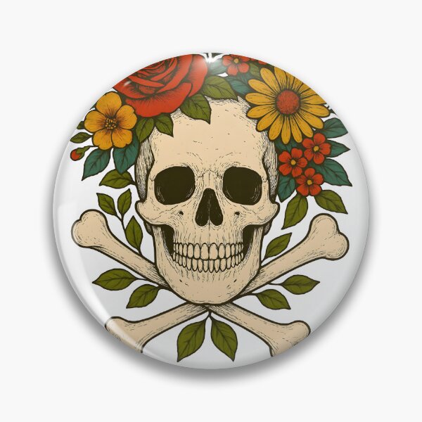 Item preview, skull with flower crown designed and sold by Eat art design.