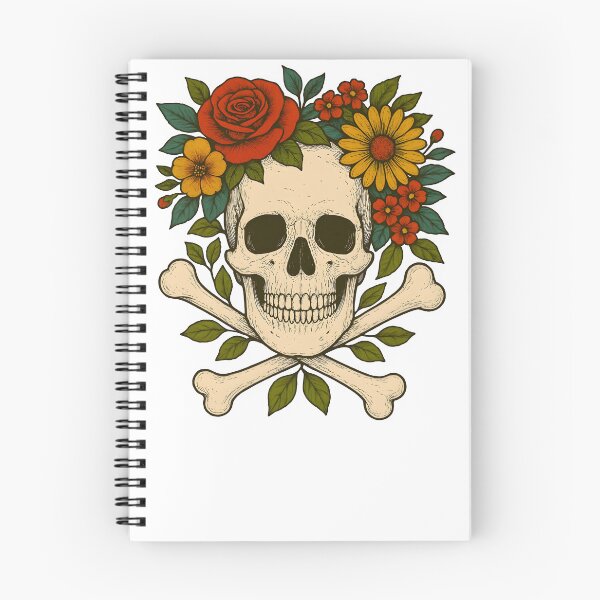 Item preview, skull with flower crown designed and sold by Eat art design.