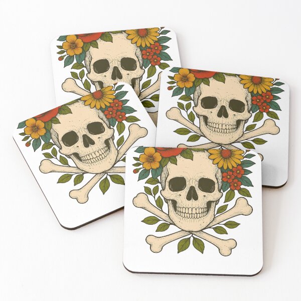 Item preview, skull with flower crown designed and sold by Eat art design.