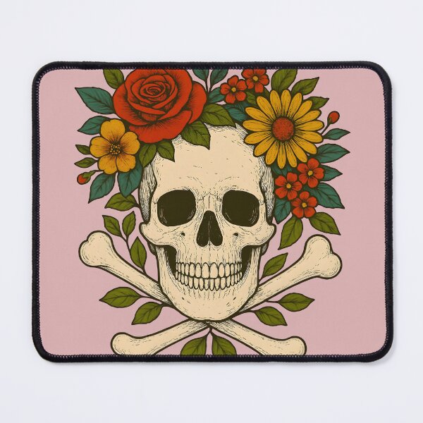 Item preview, skull with flower crown designed and sold by Eat art design.