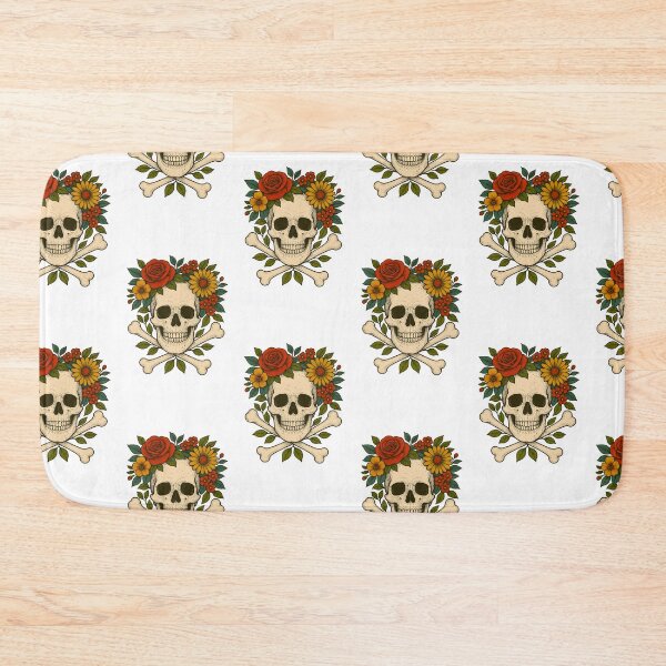 Item preview, skull with flower crown designed and sold by Eat art design.