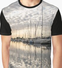 Herringbone Sky Patterns with Boats and Yachts Graphic T-Shirt