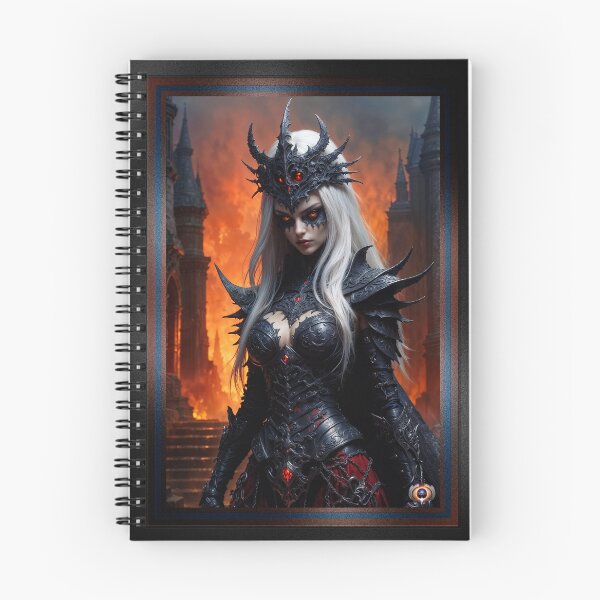 Item preview, The Fiery Gaze Of Akita, The Mystic Sorceress Of Martrella Amidst Burning Ruins Mesmerizing AI Concept Art by Xzendor7 designed and sold by Xzendor7 Digital Art Creations.