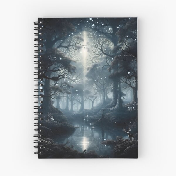 Aperçu de l'œuvre Silver Serenade: Graceful Deer in a Moonlit Forest Dance créée et vendue par DrawnThreads.