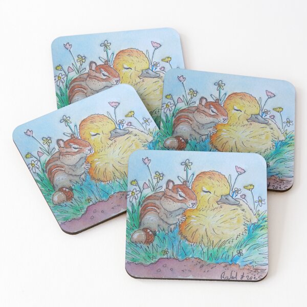 Item preview, Chipmunk and Duckling Sleeping designed and sold by RLawrenceArt.