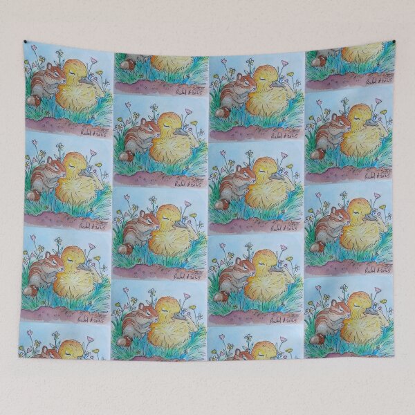 Item preview, Chipmunk and Duckling Sleeping designed and sold by RLawrenceArt.