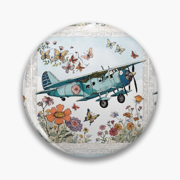 Item preview,  Butterfly Flight Over Wildflower Skies - Vintage Propeller Airplane Flying Over Wildflowers And Butterflies designed and sold by CarrollGene.
