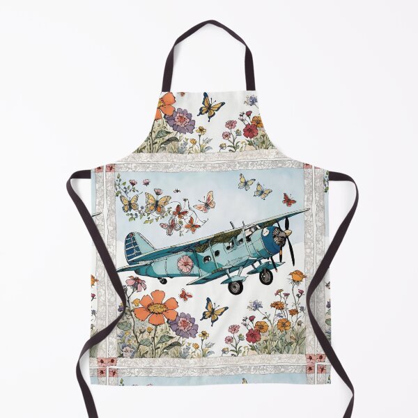 Item preview,  Butterfly Flight Over Wildflower Skies - Vintage Propeller Airplane Flying Over Wildflowers And Butterflies designed and sold by CarrollGene.