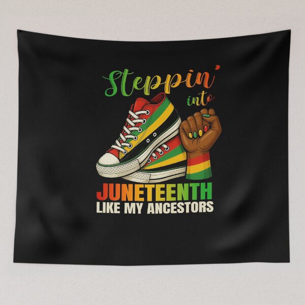 Item preview, Stepping Into Juneteenth Afro Sneakers Fists Retro Design designed and sold by Run to Creations.