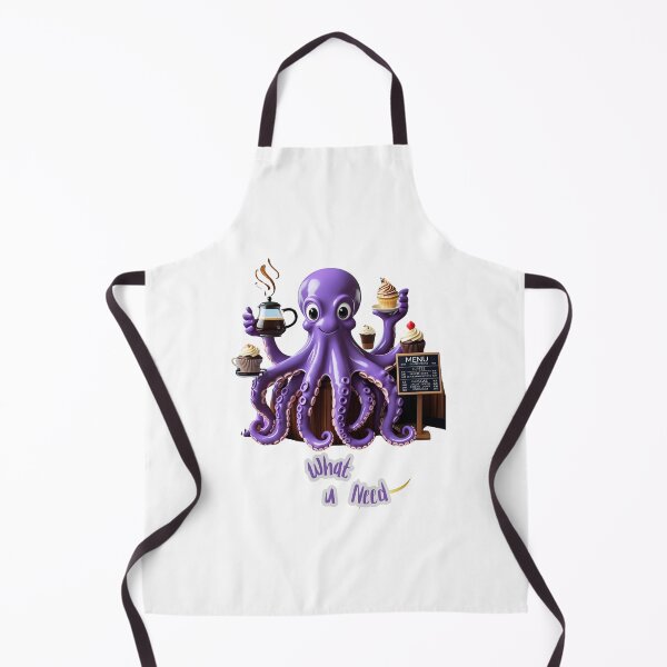 Artikelvorschau, Freundliches lila Oktopus-Barista-Café-Kunstdesign entworfen und verkauft von VibeVault12.