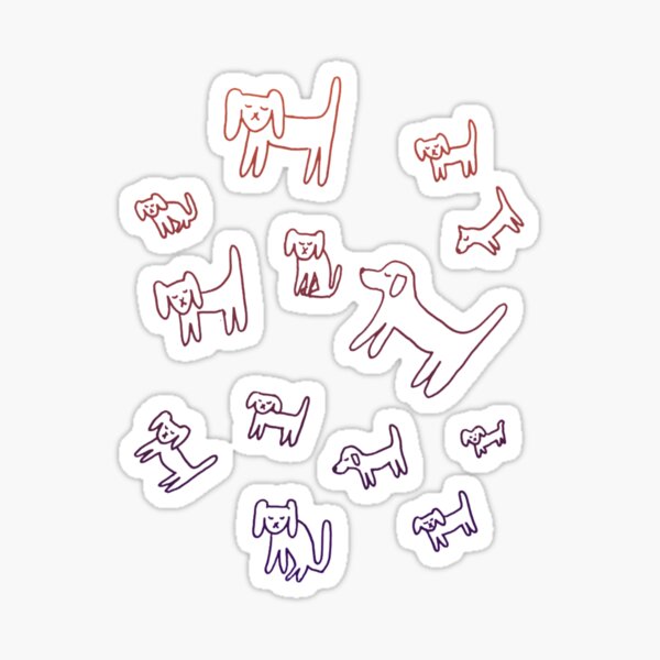 Hundefreude - Minimalistische Zeichnung - Farbverlauf 1 Sticker