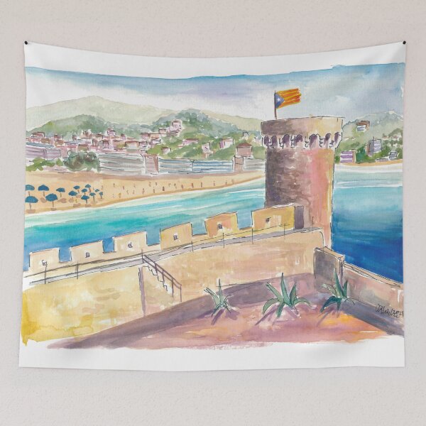 Item preview, Tossa de Mar Coastal Charm with Castle Tower and Rolling Hills designed and sold by artshop77.