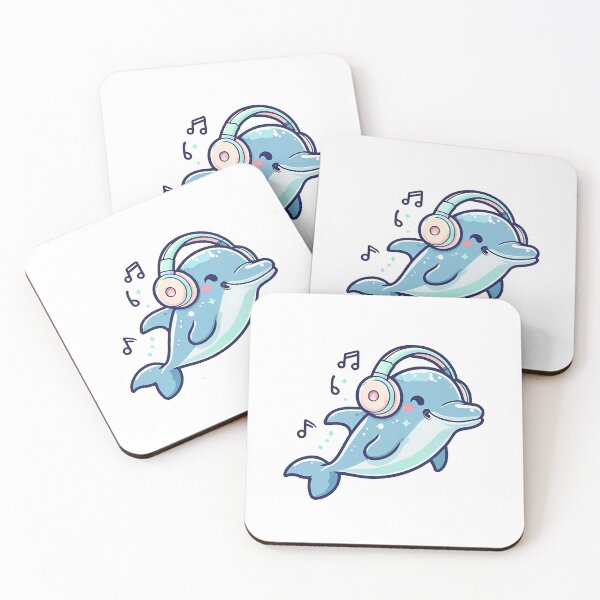 Item preview, Kawaii Dolphin with Headphones – Underwater Music Vibes designed and sold by YumePixel.